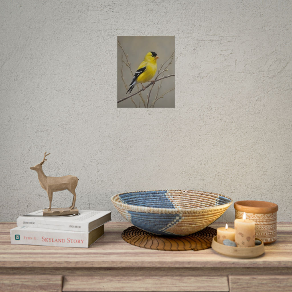 Goldfinch Art Poster - Yellow Songbird Print for Nature Lovers