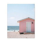 Pink Beach Cottage  Wall Art - Stretched Canvas