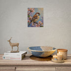 Bird on Blossom Rolled Poster — Spring Sparrow on Branch Wall Art Print