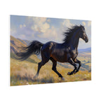 Running Black Stallion Wall Art - Horse Painting - Poster