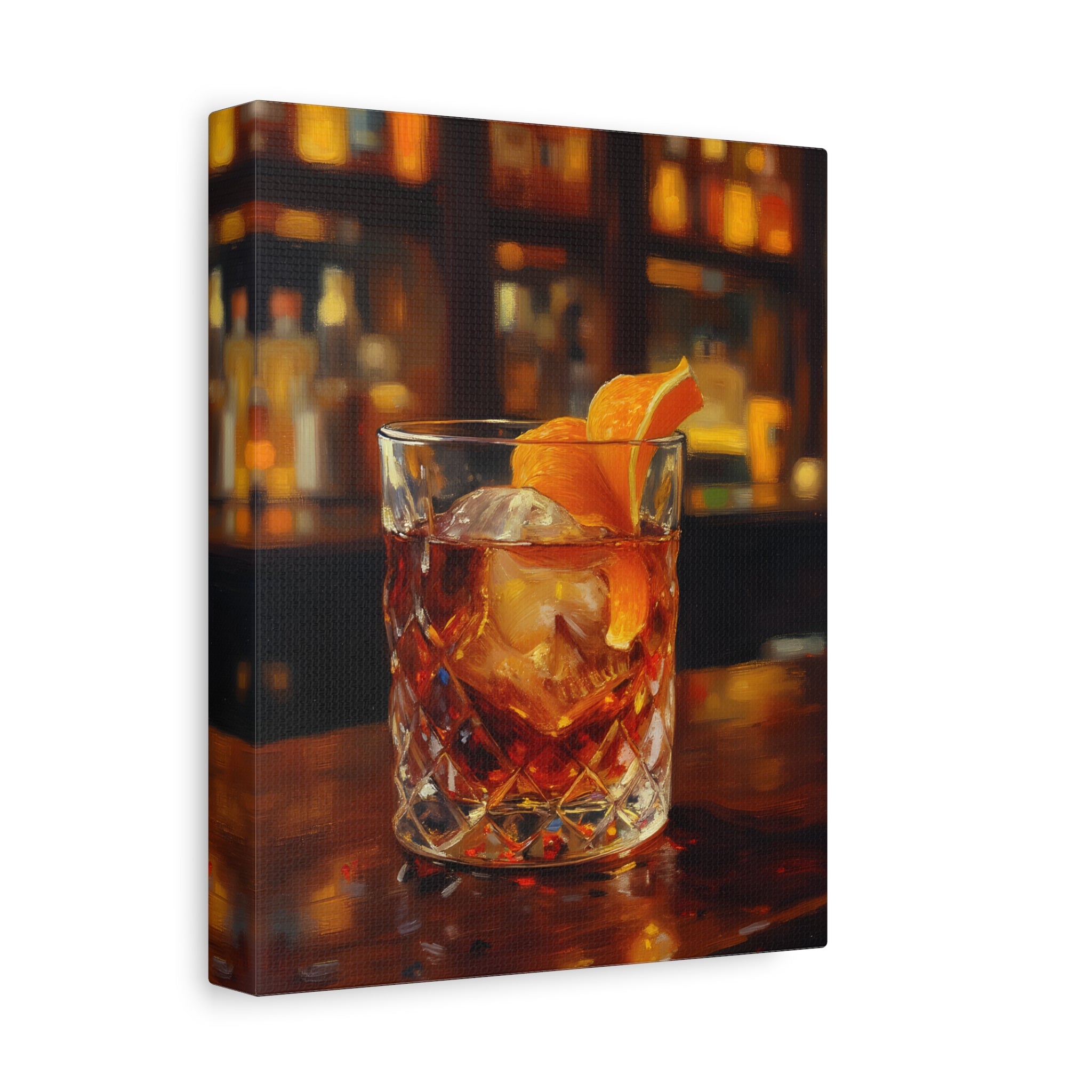 Whisky on Ice Wall Art -  Bar & Home Decor - Stretched Canvas