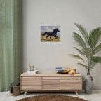 Running Black Stallion Wall Art - Horse Painting - Poster