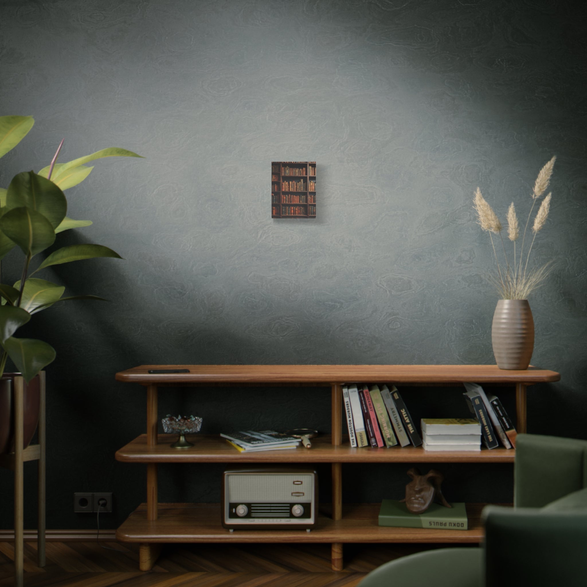 Vintage Library Books Canvas Print - Stacked Antique Bookshelf Wall Art