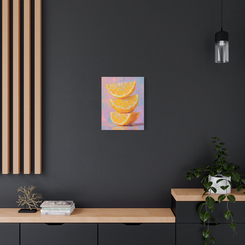 Citrus Slice - Stacked Lemon Wall Art - Stretched Canvas