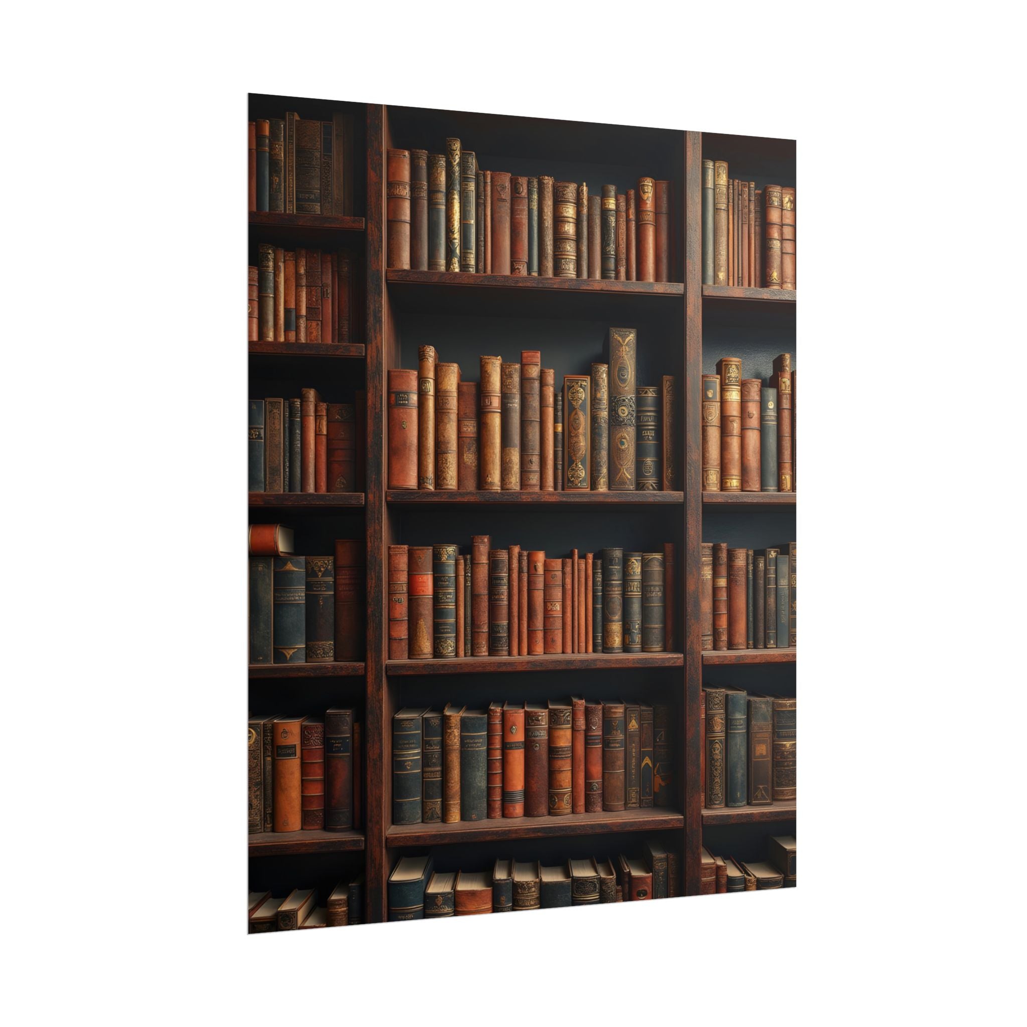 Vintage Library Bookshelf Rolled Poster - Antique Bookshop Wall Art