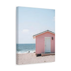 Pink Beach Cottage  Wall Art - Stretched Canvas
