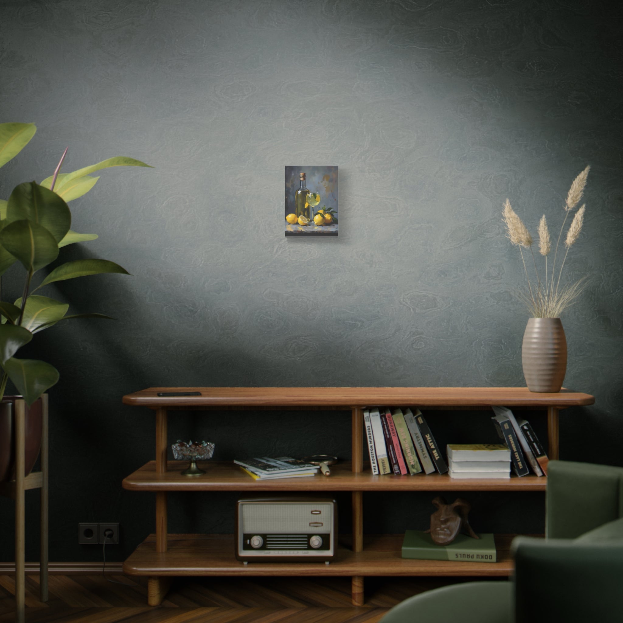 Limoncello with lemons Still Life Matte Canvas Wall Art