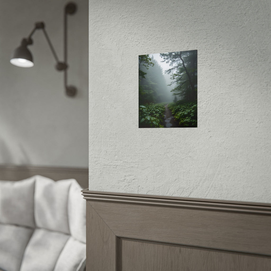 Misty Forest Path  Stretched Wall Art - Poster