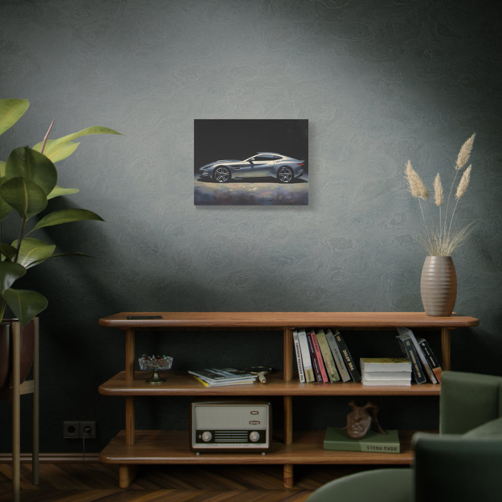 Silver Sports Car Matte Canvas Print — Modern Automotive Wall Art