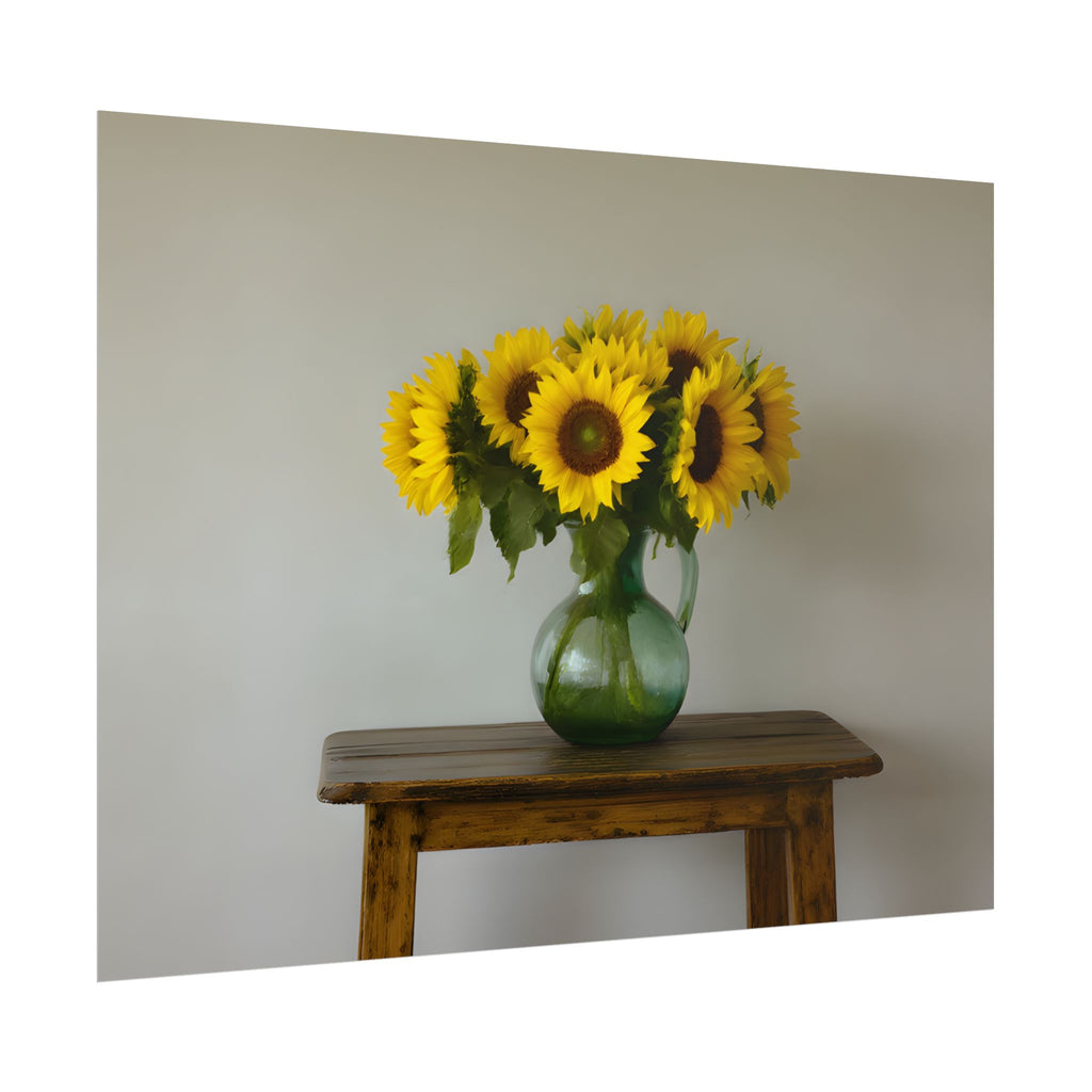 Sunflowers in Green Pitcher Wall Art - Poster
