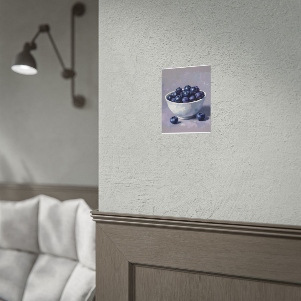Blueberries Bowl Poster — Still Life Fruit Art Print (Rolled Poster)