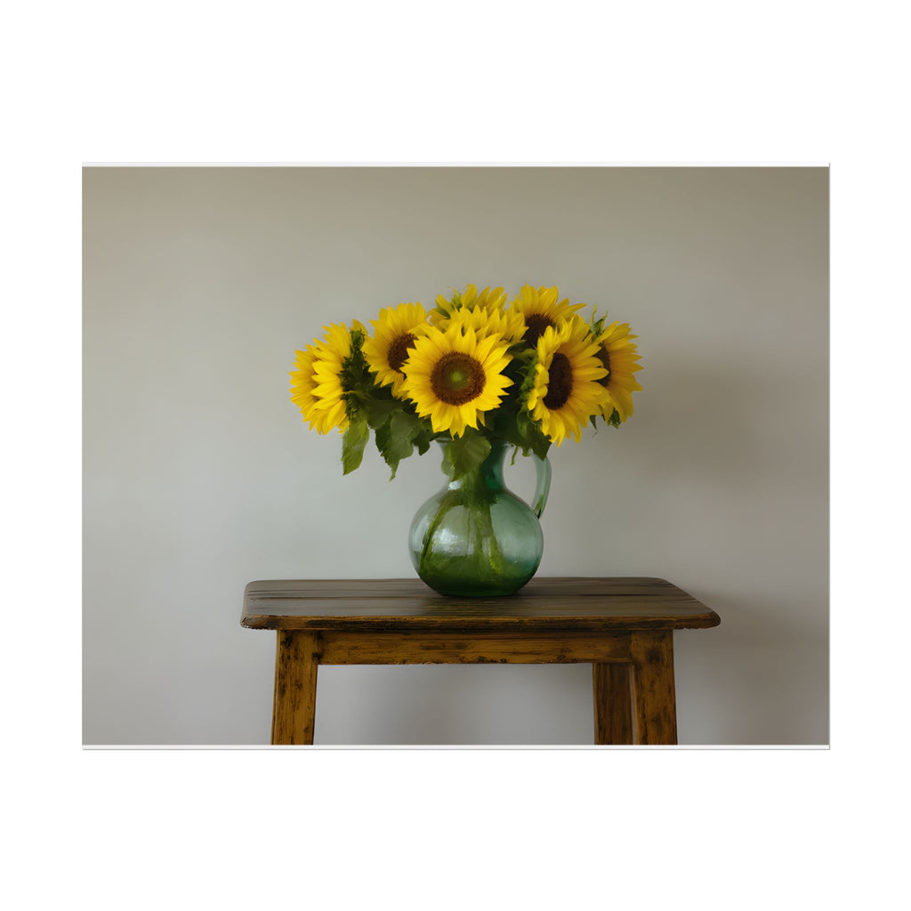 Sunflowers in Green Pitcher Wall Art - Poster