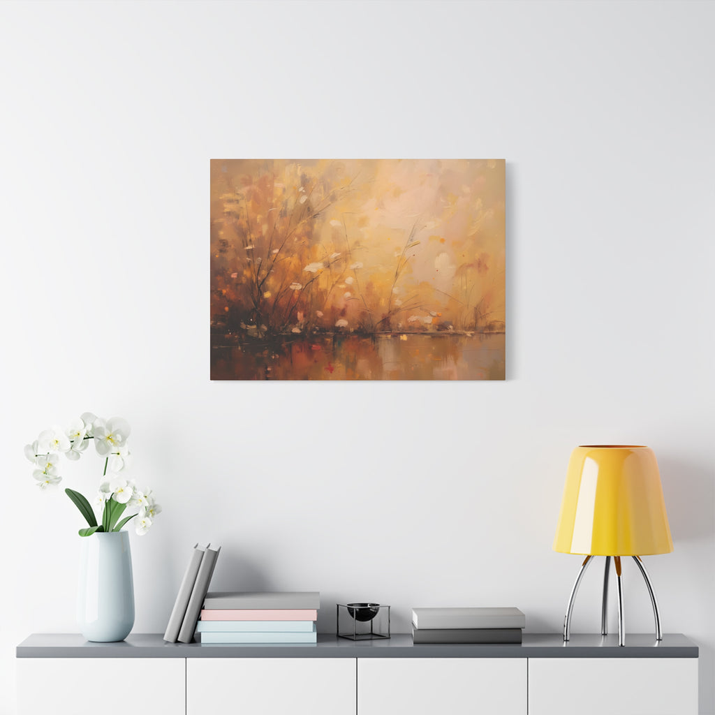 Golden Meadow Abstract Wall Art - Stretched Canvas