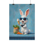 Blue Bunny Poster - Cute Sunglasses Rabbit Rolled Art Print