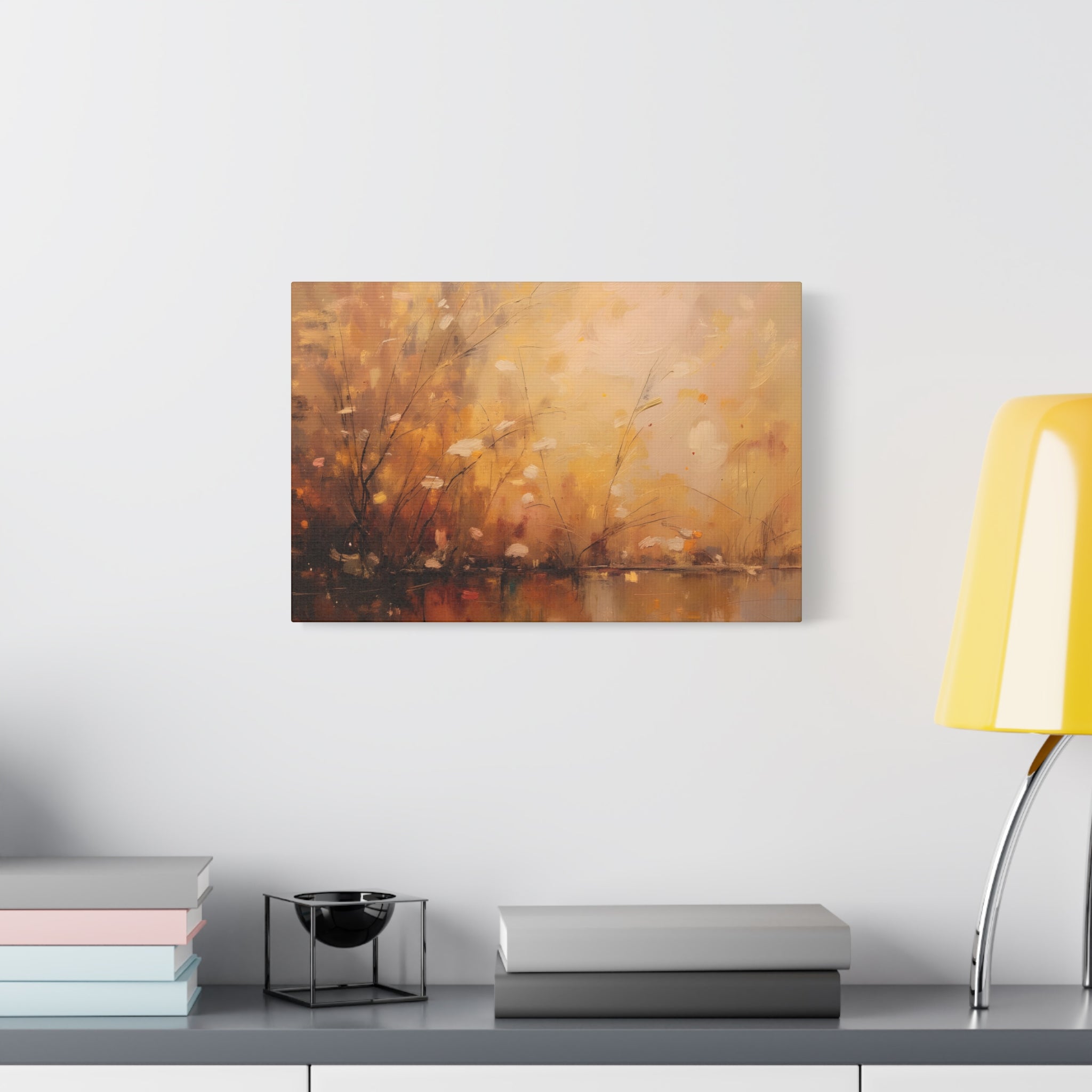 Golden Meadow Abstract Wall Art - Stretched Canvas