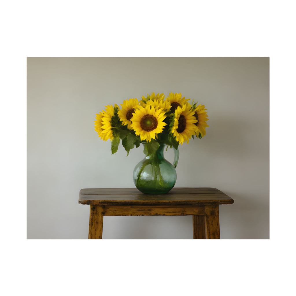 Sunflowers in Green Pitcher Wall Art - Poster