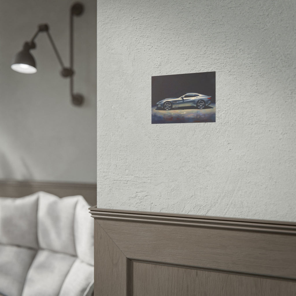 Sports Car Poster - Silver GT Automotive Art Print (Rolled Poster)