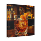 Whisky on Ice Wall Art -  Bar & Home Decor - Stretched Canvas