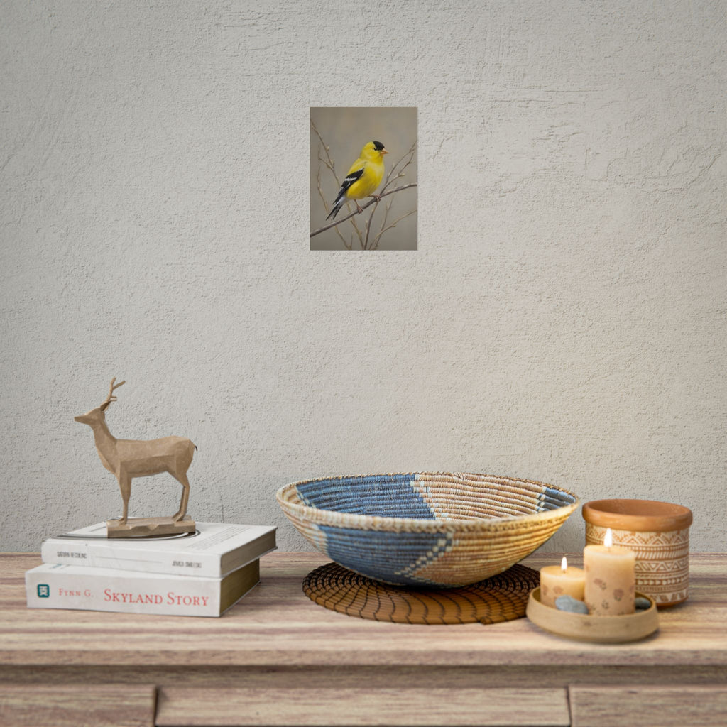 Goldfinch Art Poster - Yellow Songbird Print for Nature Lovers