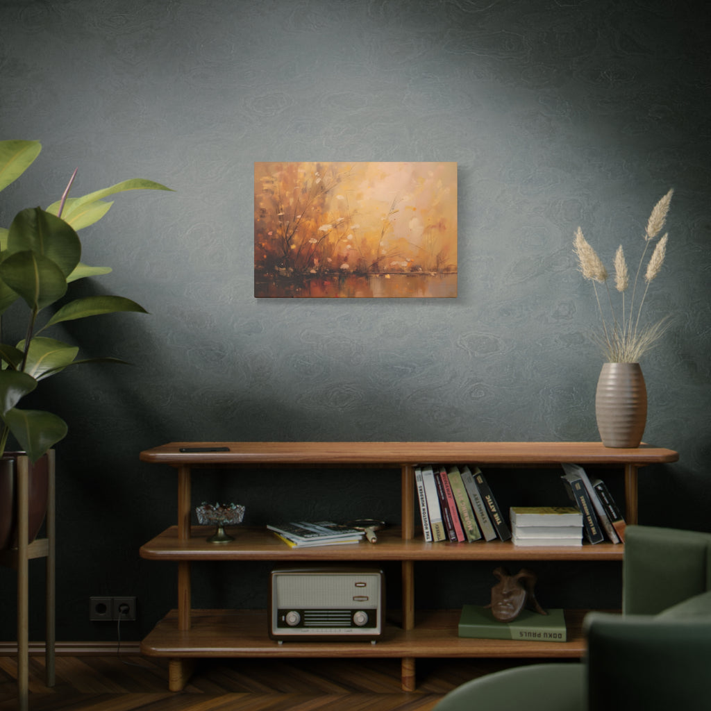 Golden Meadow Abstract Wall Art - Stretched Canvas