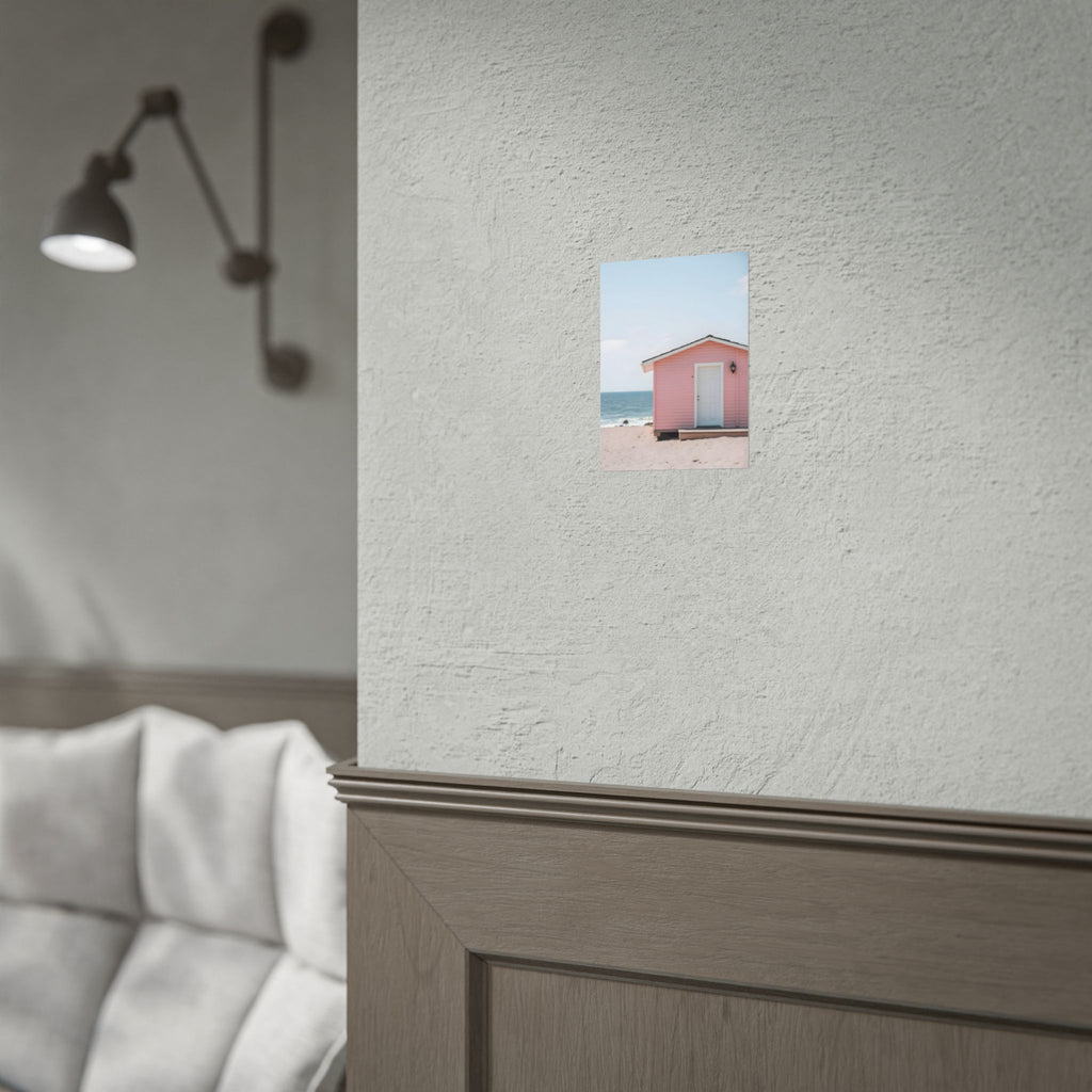 Pink Beach Cottage  Wall Art - Poster