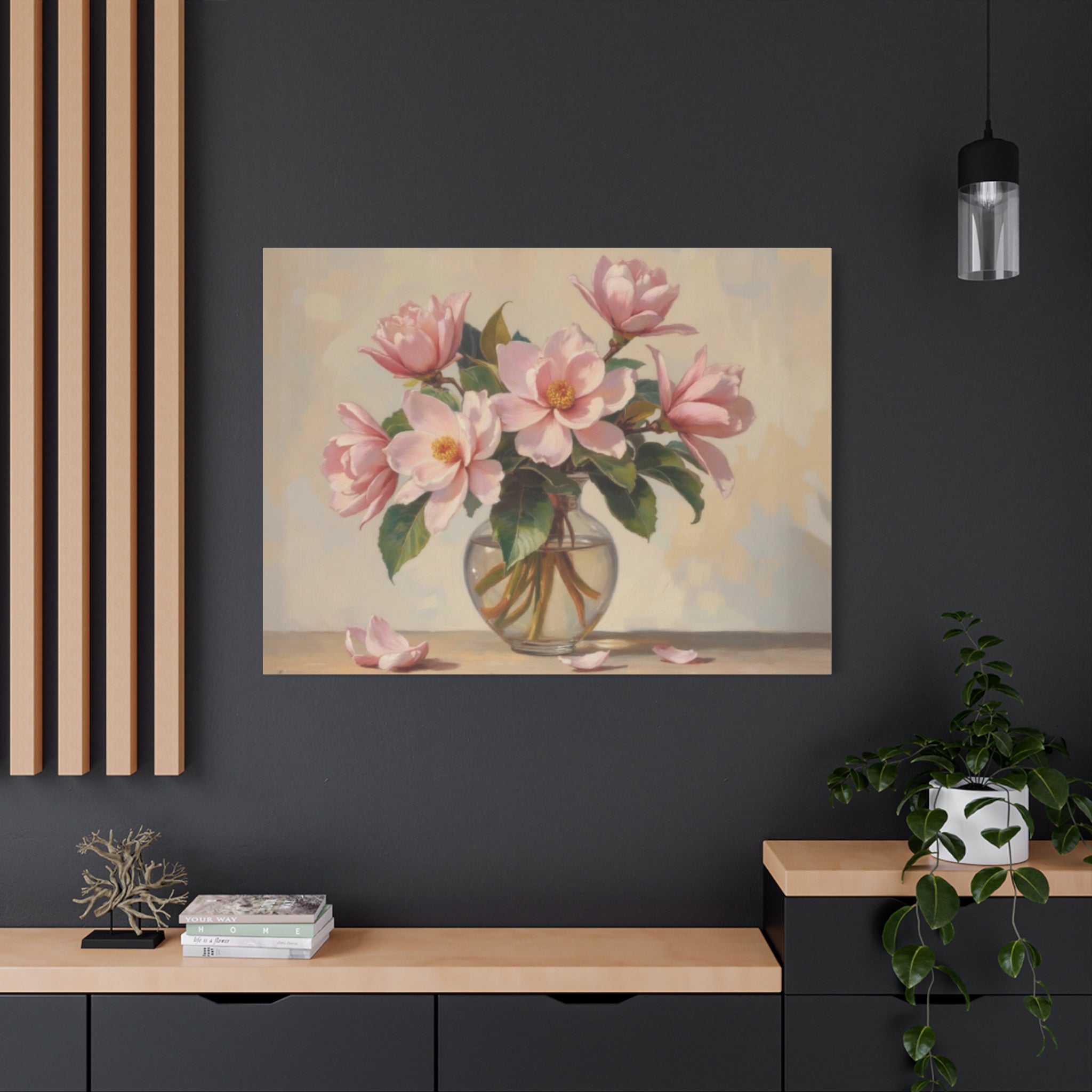 Pink Peonies Bouquet Canvas Wall Art - Stretched Matte Floral Print