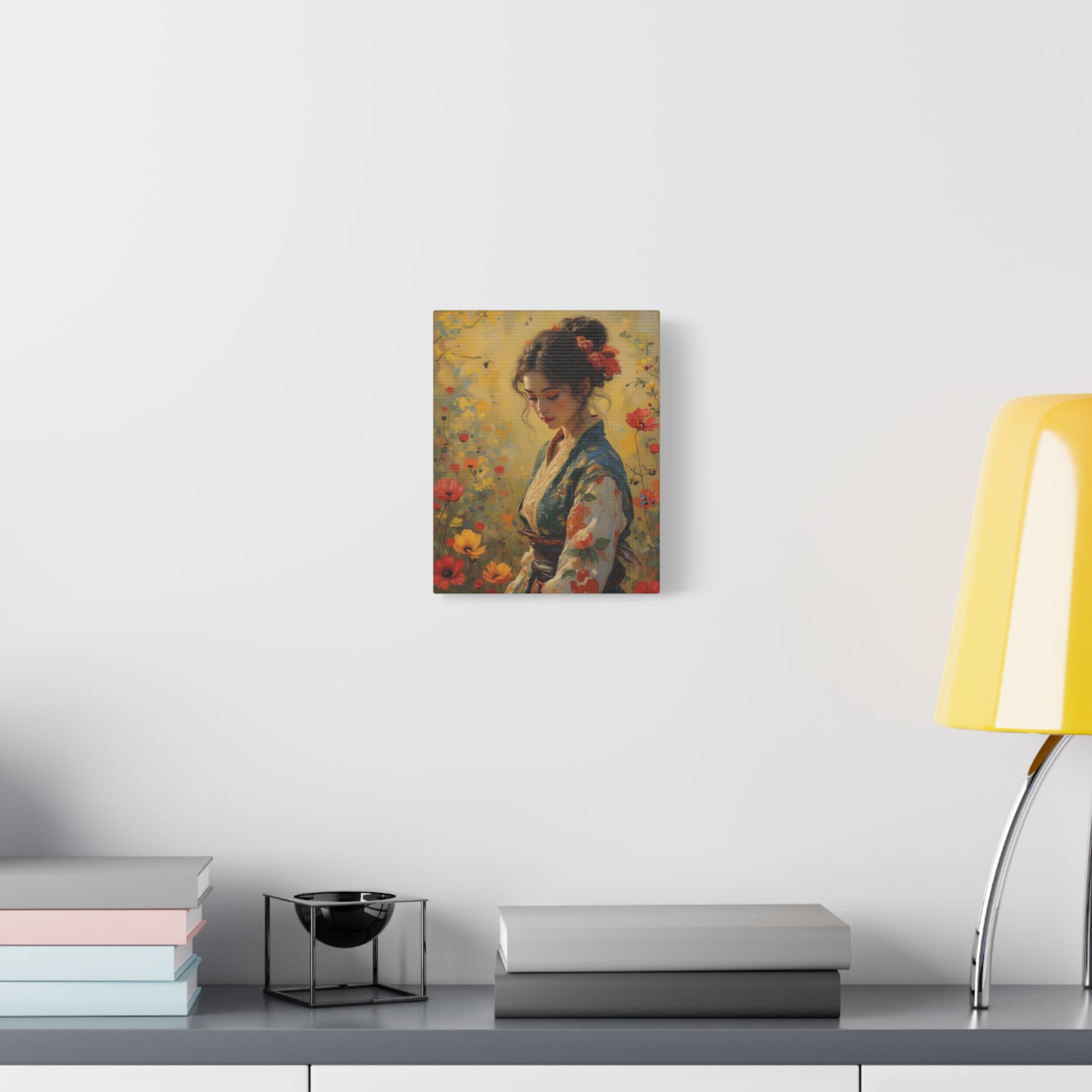 Asian Floral Lady Wall Art - Stretched Canvas