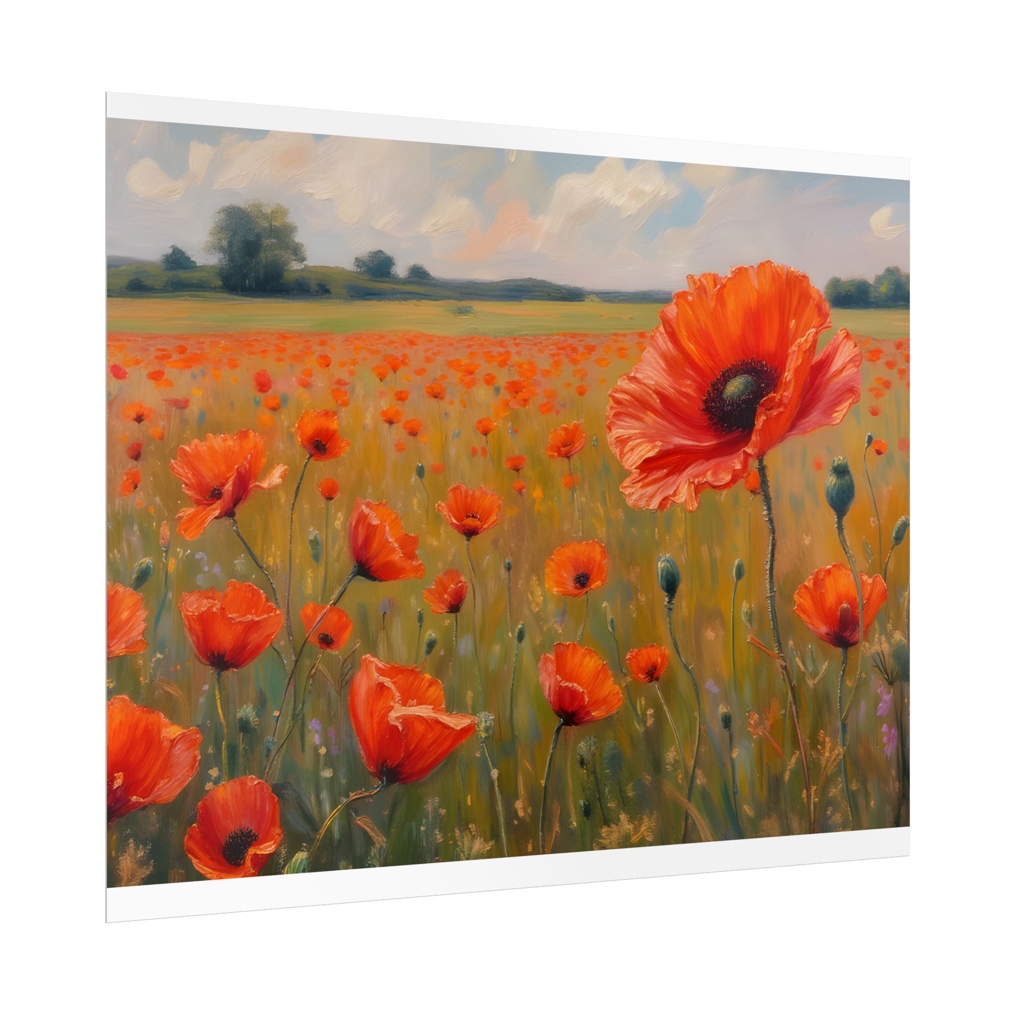 Poppy Field Art Poster - Rolled Floral Wall Print for Home & Office