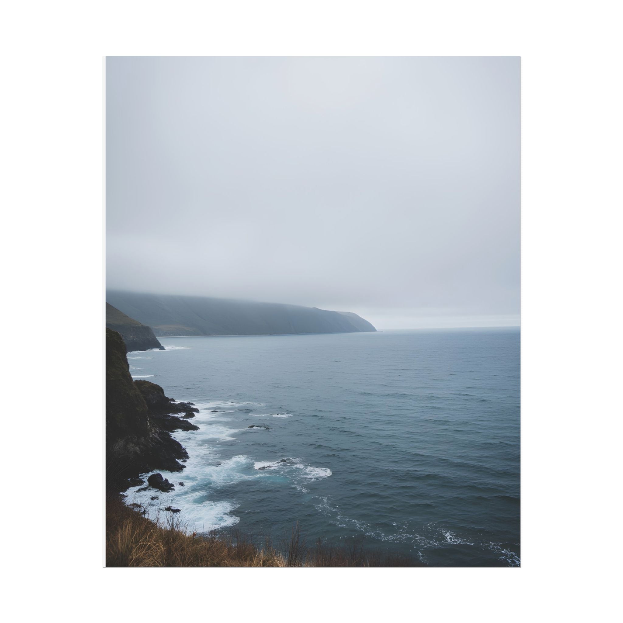 Foggy Coastal Cliff Wall Art  - Poster