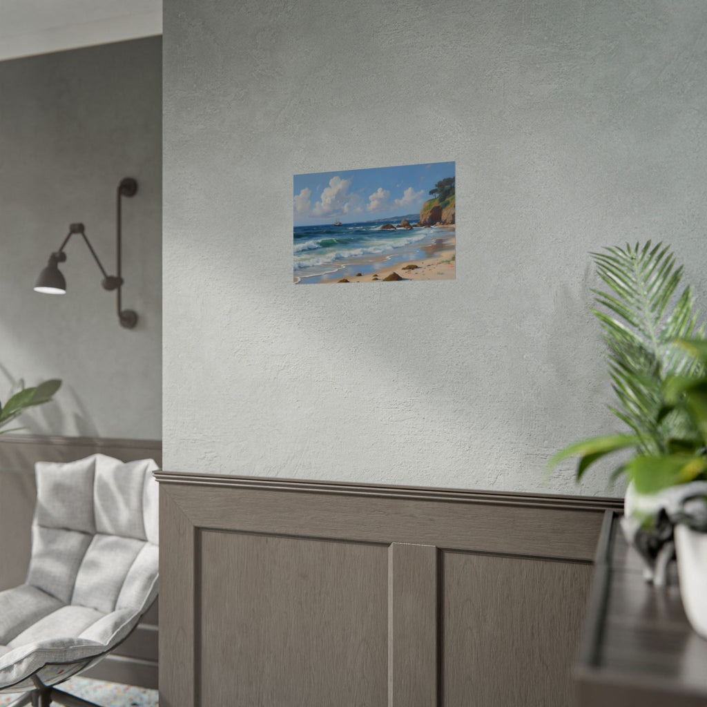 Coastal Seascape Poster - Rolled Beach Print, Ocean Waves Wall Art
