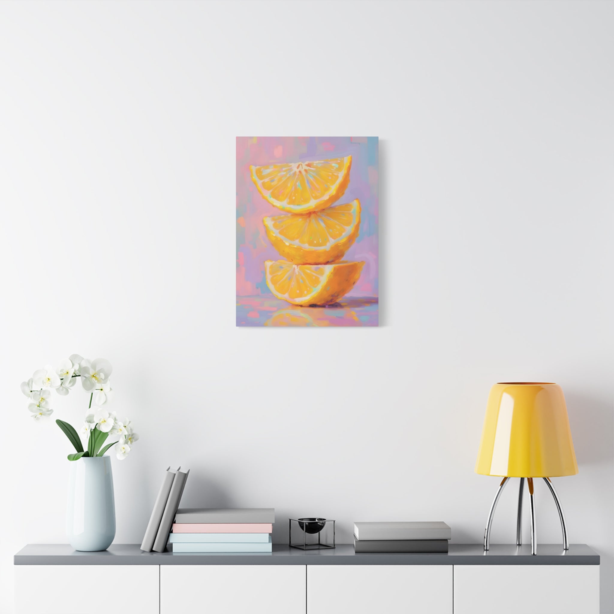 Citrus Slice - Stacked Lemon Wall Art - Stretched Canvas