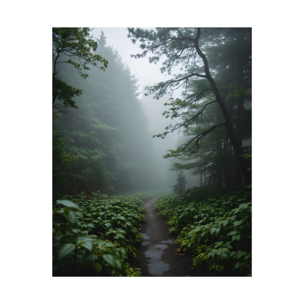 Misty Forest Path  Stretched Wall Art - Poster