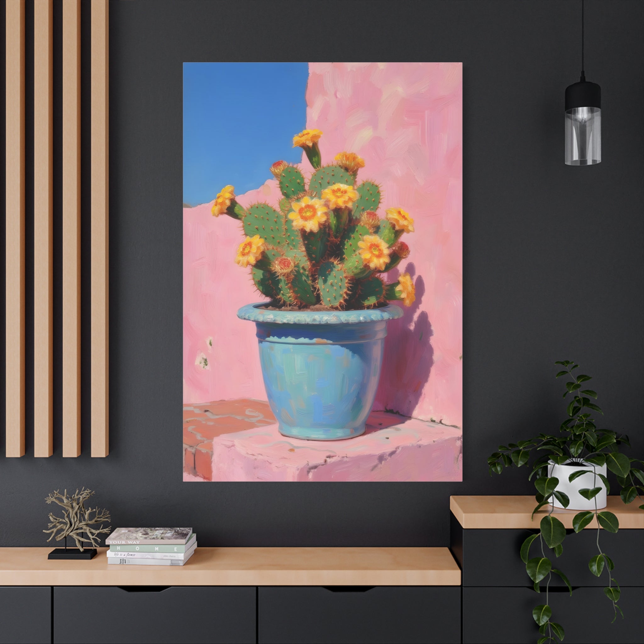 Cactus Pink Wall Art -  Stretched Canvas