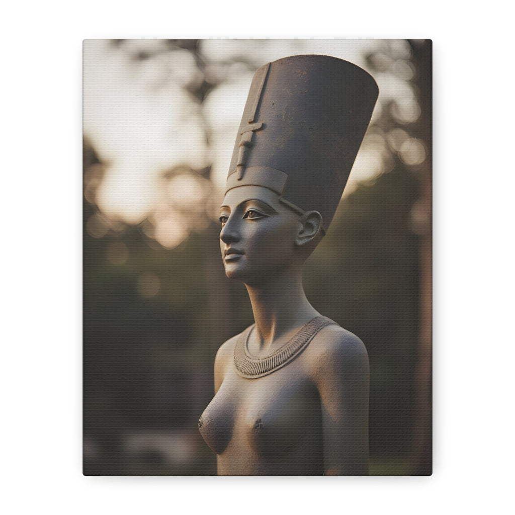 Nefertiti Bronze Statue Wall Art - Egyptian Sculpture Photography - Queen of Egypt - Stretched Canvas