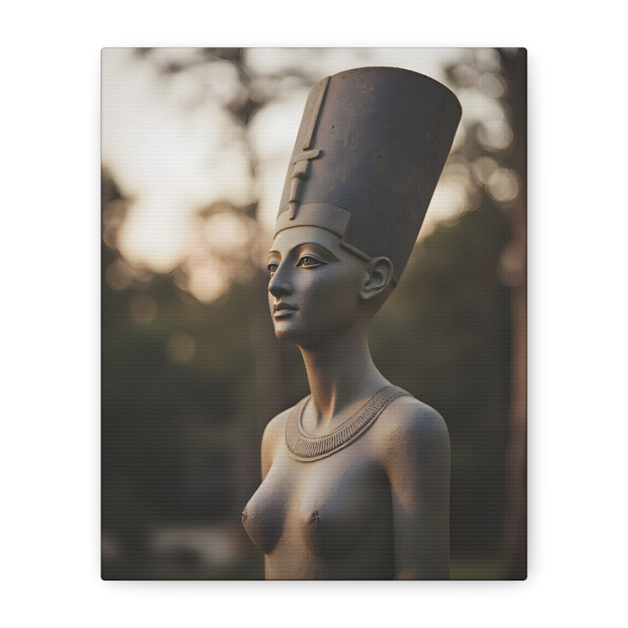 Nefertiti Bronze Statue Wall Art - Egyptian Sculpture Photography - Queen of Egypt - Stretched Canvas