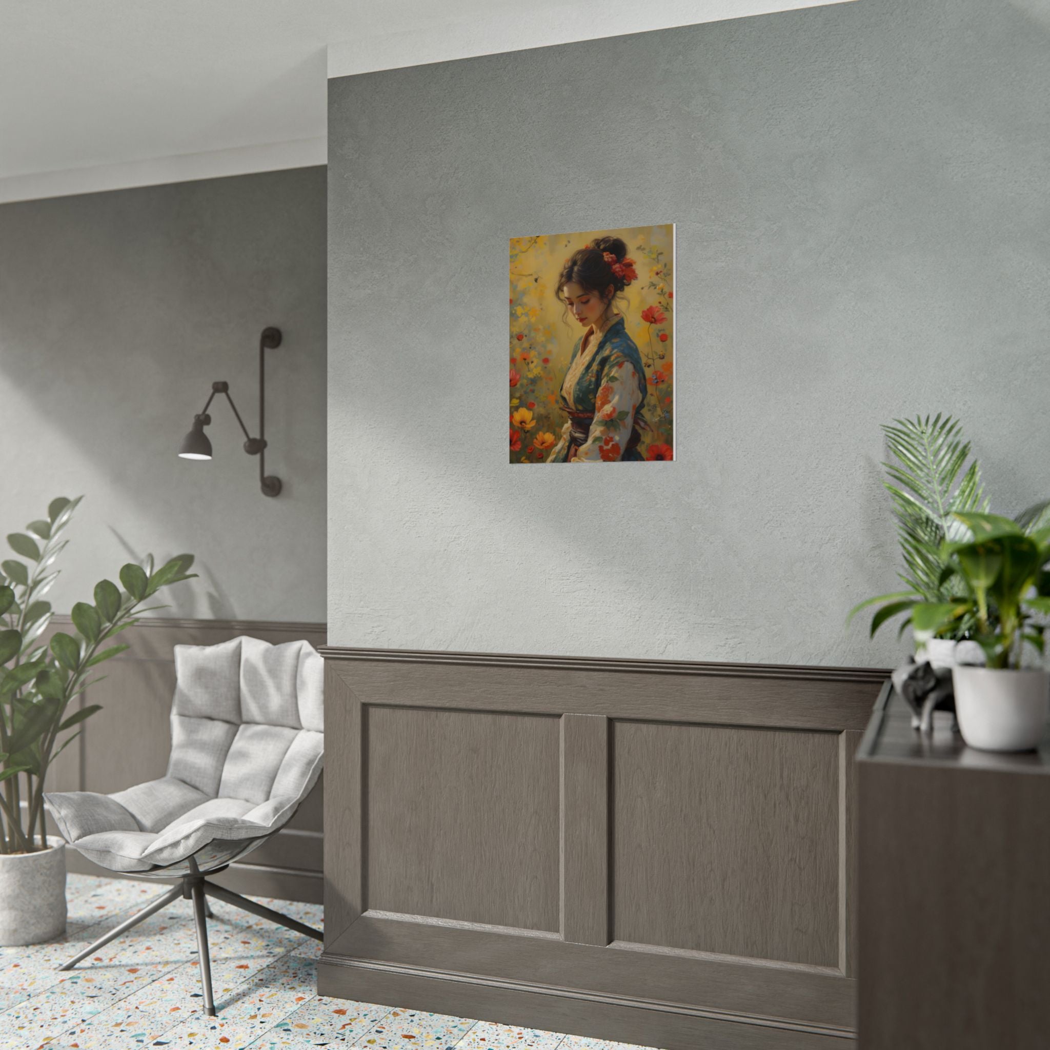 Asian Floral Lady Wall Art - Poster