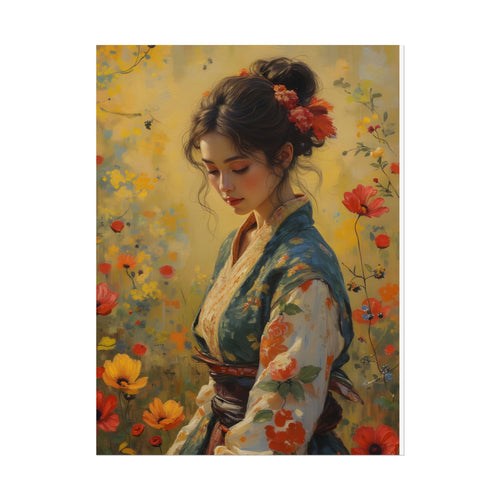Asian Floral Lady Wall Art - Poster