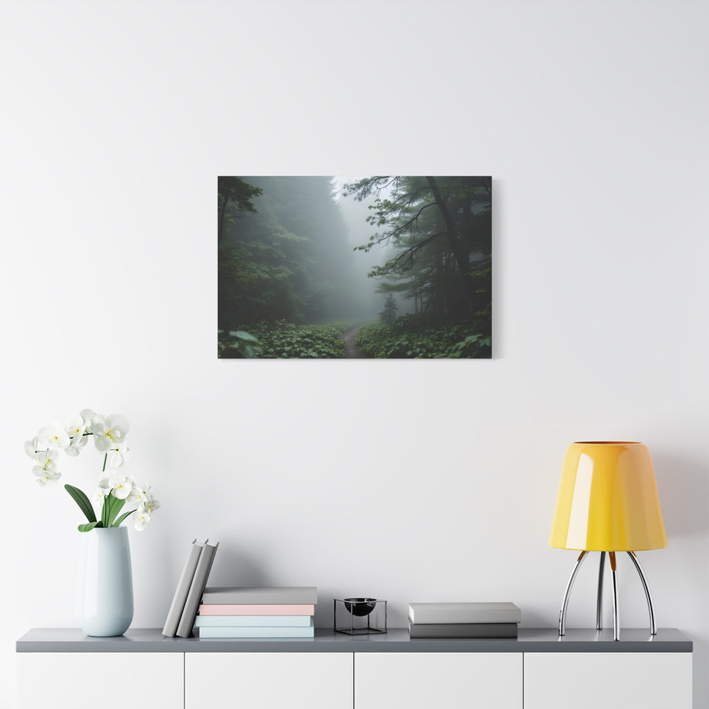Misty Forest Path  Stretched Wall Art - Canvas Print