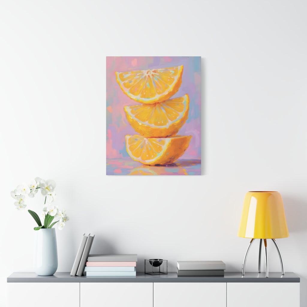 Citrus Slice - Stacked Lemon Wall Art - Stretched Canvas