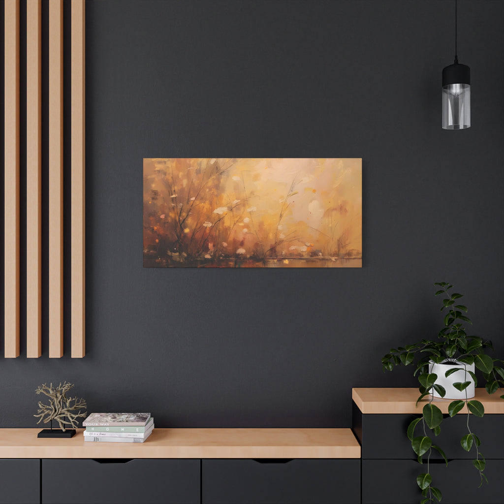 Golden Meadow Abstract Wall Art - Stretched Canvas