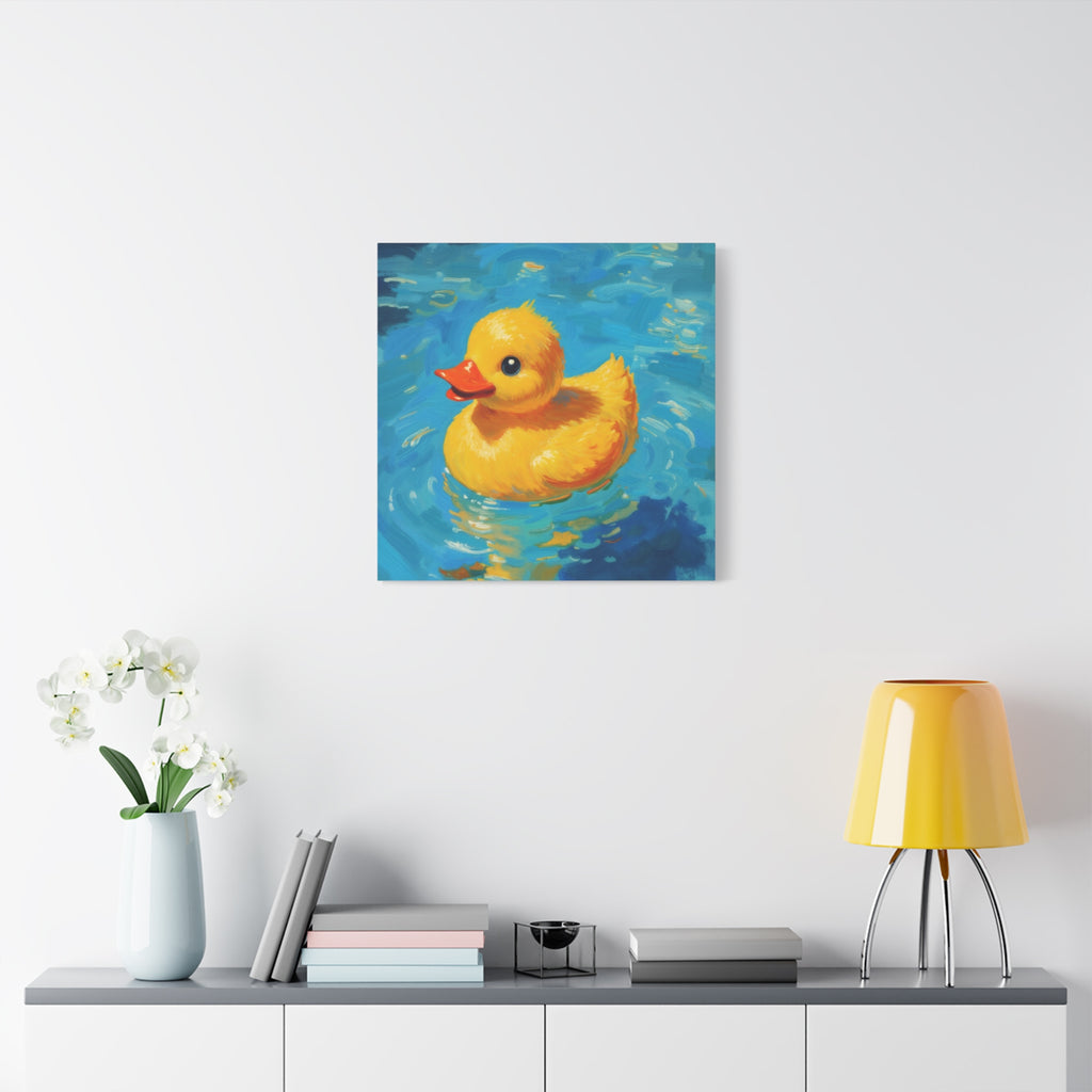 Rubber Duck Painting Canvas — Bright Yellow Nursery Wall Art