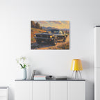 Vintage Mustang Sunset Wall Art - Classic Muscle Car - Stretched Canvas