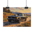 Vintage Mustang Sunset Wall Art - Classic Muscle Car - Poster