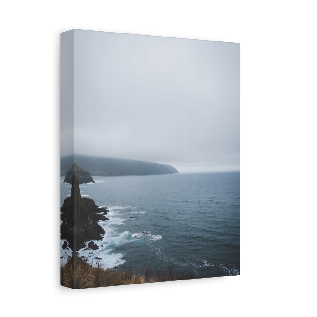 Foggy Coastal Cliff Wall Art  - Stretched Canvas