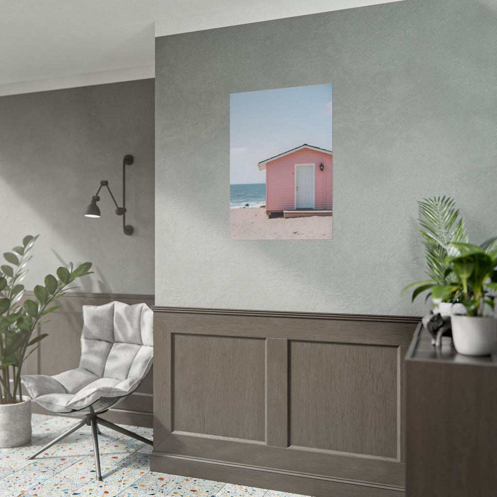 Pink Beach Cottage  Wall Art - Poster