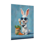 Blue Bunny Poster - Cute Sunglasses Rabbit Rolled Art Print