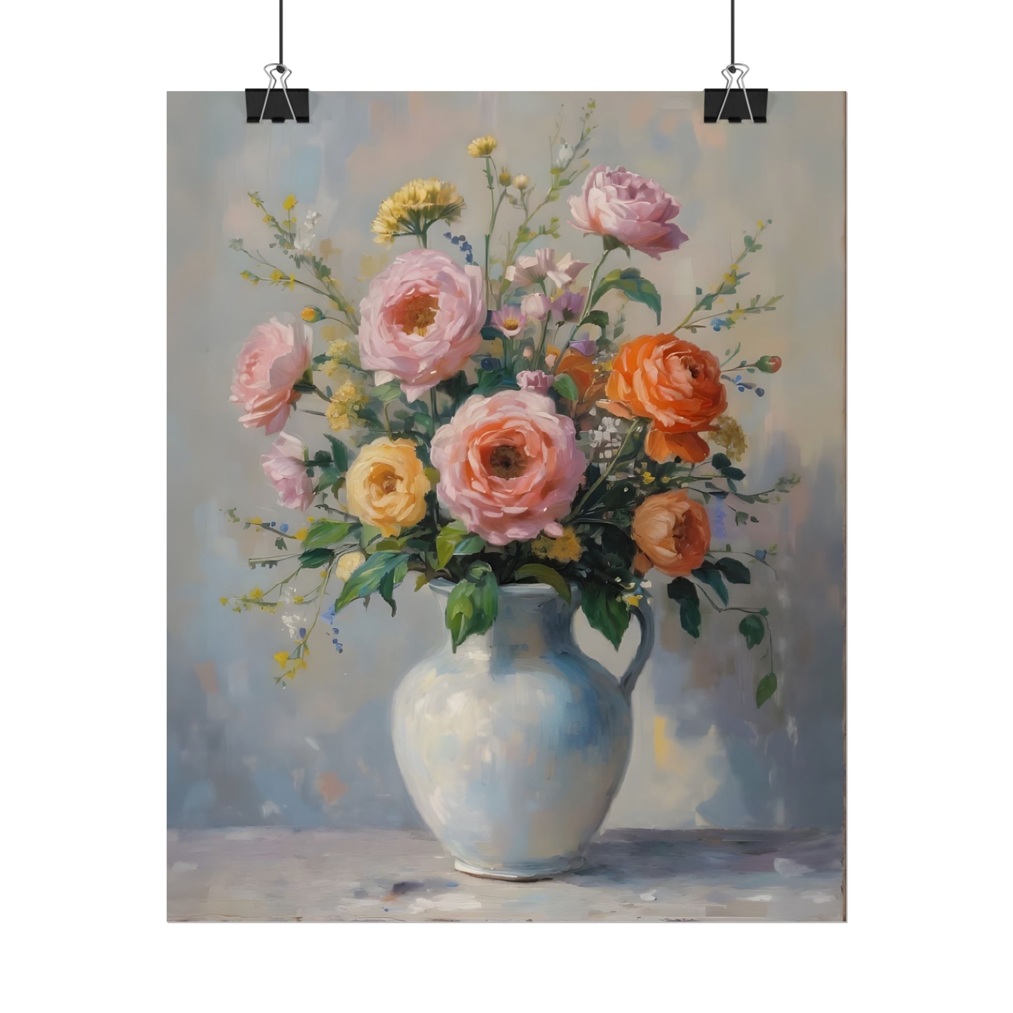 Colourful Roses in Jug Wall Art - Poster