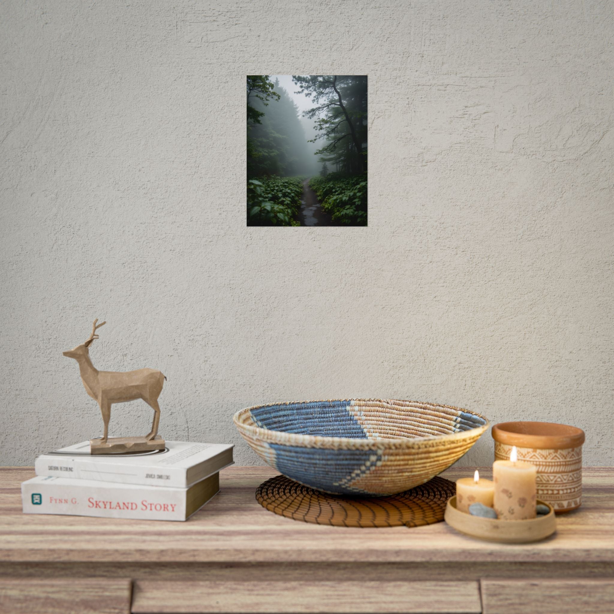 Misty Forest Path  Stretched Wall Art - Poster