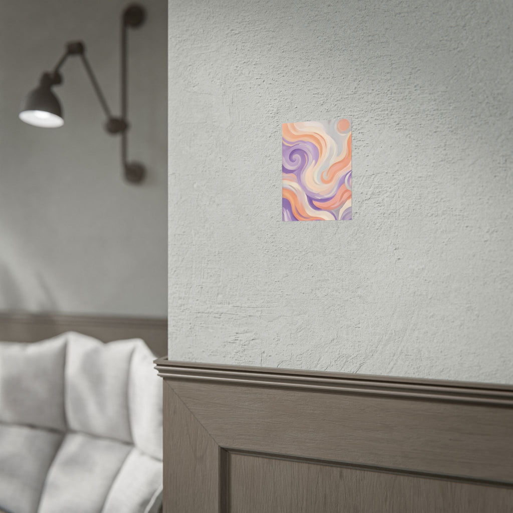 Abstract Swirl Poster - Peach & Lavender Fluid Art Rolled Wall Print