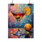 Colorful martini glass with lemon and olive Wall Art - Poster